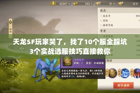 天龙SF玩家哭了,找了10个服全踩坑3个实战选服技巧直接救你 天龙SF玩家哭了,找了10个服全踩坑3个实战选服技巧直接救你