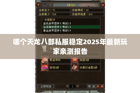 哪个天龙八部私服稳定2025年最新玩家亲测报告 哪个天龙八部私服稳定2025年最新玩家亲测报告