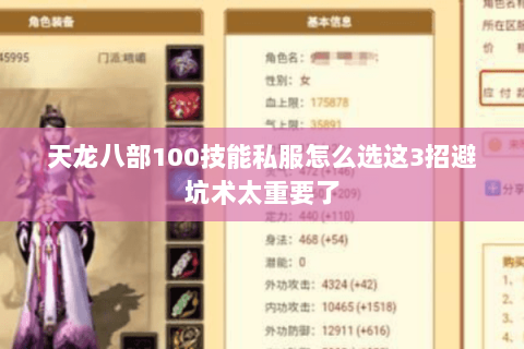 天龙八部100技能私服怎么选这3招避坑术太重要了