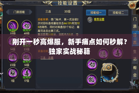 刚开一秒高爆服,新手痛点如何秒解?独家实战秘籍 刚开一秒高爆服,新手痛点如何秒解?独家实战秘籍