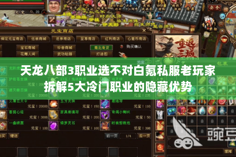 天龙八部3职业选不对白氪私服老玩家拆解5大冷门职业的隐藏优势