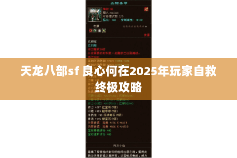 天龙八部sf 良心何在2025年玩家自救终极攻略 天龙八部sf 良心何在2025年玩家自救终极攻略