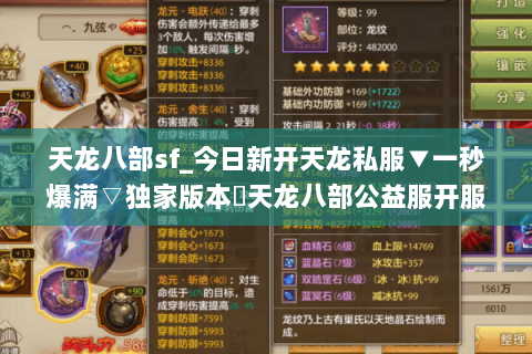 天龙八部sf_今日新开天龙私服▼一秒爆满▽独家版本◁天龙八部公益服开服清单