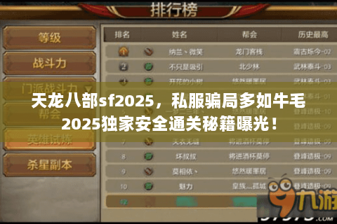 天龙八部sf2025，私服骗局多如牛毛2025独家安全通关秘籍曝光！