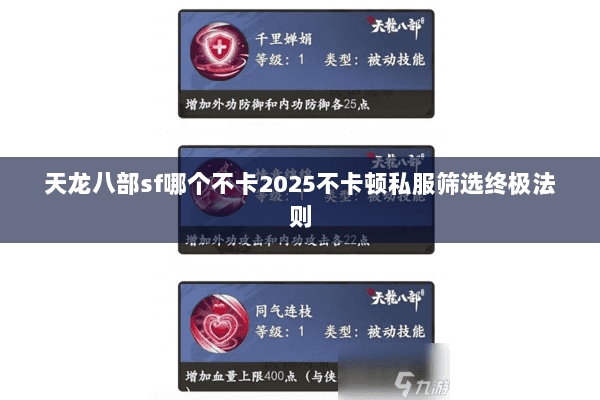 天龙八部sf哪个不卡2025不卡顿私服筛选终极法则