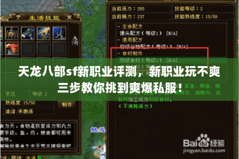 天龙八部sf新职业评测，新职业玩不爽三步教你挑到爽爆私服！