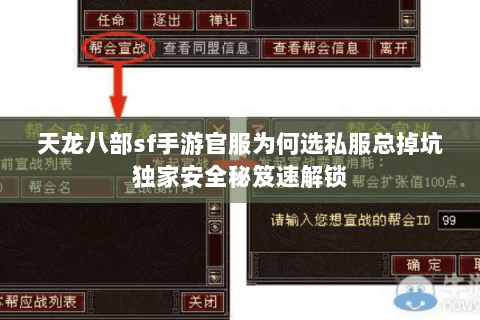 天龙八部sf手游官服为何选私服总掉坑独家安全秘笈速解锁