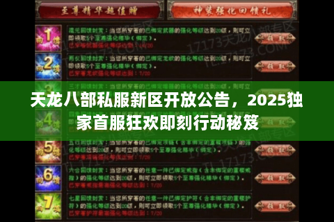 天龙八部私服新区开放公告，2025独家首服狂欢即刻行动秘笈