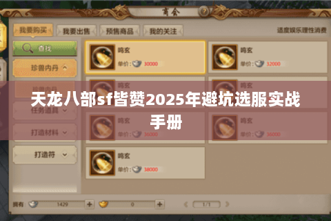 天龙八部sf皆赞2025年避坑选服实战手册 天龙八部sf皆赞2025年避坑选服实战手册