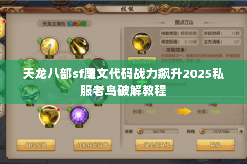 天龙八部sf雕文代码战力飙升2025私服老鸟破解教程