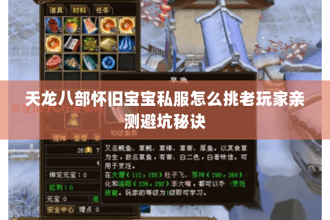 天龙八部怀旧宝宝私服怎么挑老玩家亲测避坑秘诀 天龙八部怀旧宝宝私服怎么挑老玩家亲测避坑秘诀