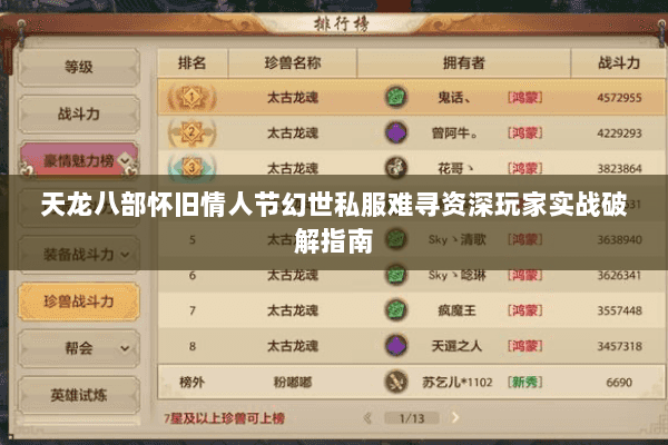 天龙八部怀旧情人节幻世私服难寻资深玩家实战破解指南