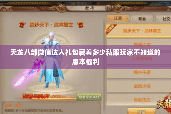 天龙八部微信达人礼包藏着多少私服玩家不知道的版本福利